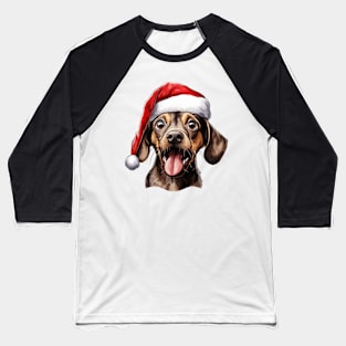 Funny Christmas Dog Face Baseball T-Shirt